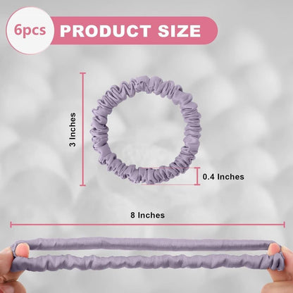 6-Pack Silk Scrunchies Hair Bands 100% Mulberry Silk Gentle No Damage High Elasticity, 16 Momme.