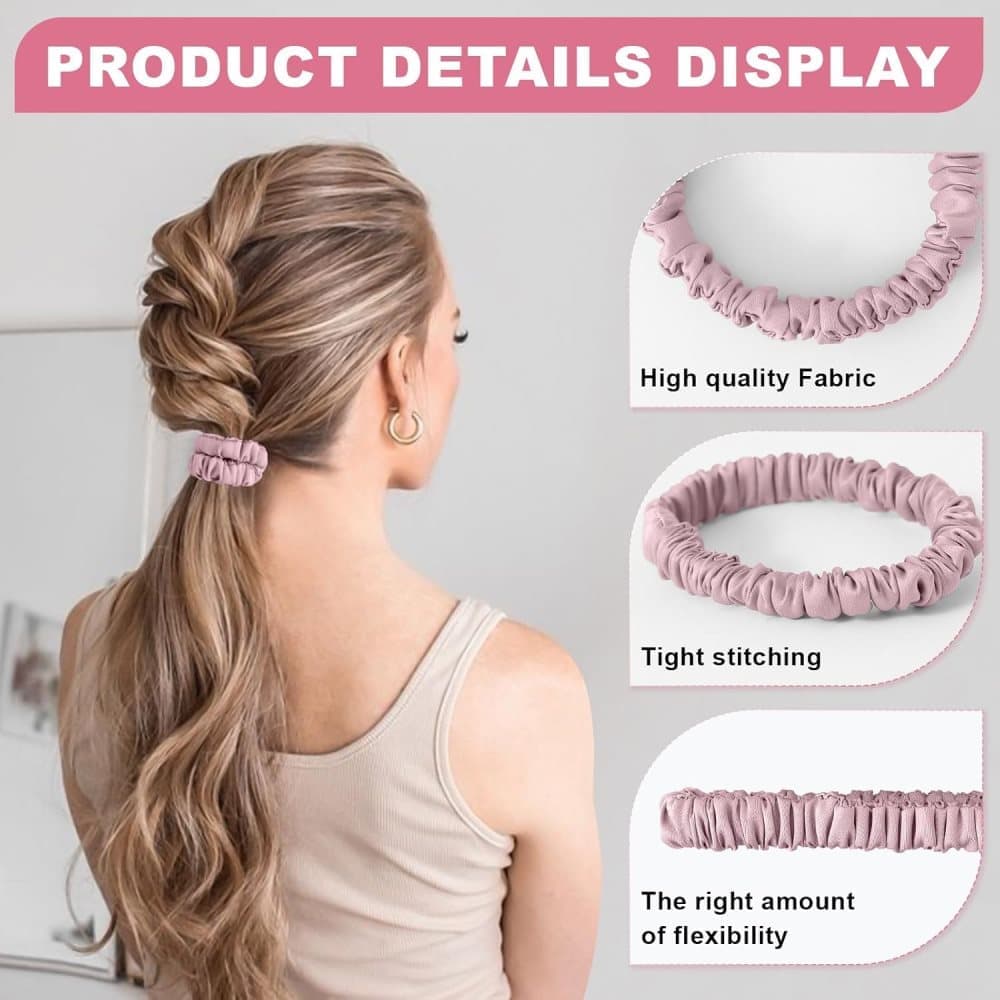 6-Pack Silk Scrunchies Hair Bands 100% Mulberry Silk Gentle No Damage High Elasticity, 16 Momme.