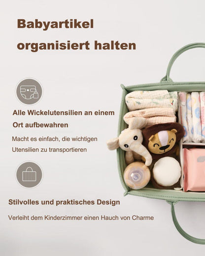 Breathable Water Resistant Baby Diaper Storage Basket Large Capacity Multifunctional for Home and Travel, Green