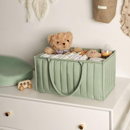 Breathable Water Resistant Baby Diaper Storage Basket Large Capacity Multifunctional for Home and Travel, Green