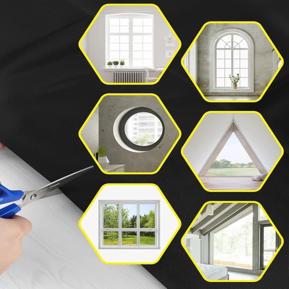 100% Blackout Curtain DIY Portable No-Drill UV Protection Star Moon Print, 145×200cm