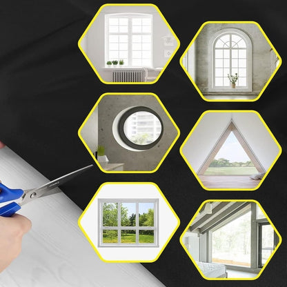 100% Blackout Curtain DIY Portable No-Drill UV Protection Star Moon Print, 145×200cm