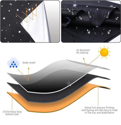 100% Blackout Curtain DIY Portable No-Drill UV Protection Star Moon Print, 145×200cm