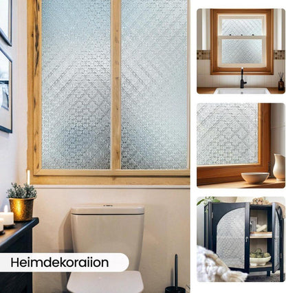 3D Window Film Self-Adhesive Privacy UV Heat Protection Decorative Reusable for Bathroom Home and Glass, 45cmx3m