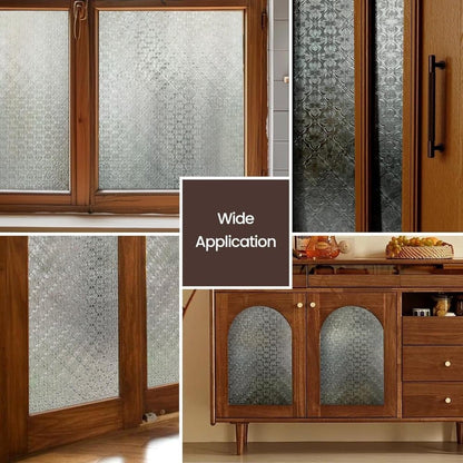 3D Window Film Self-Adhesive Privacy UV Heat Protection Decorative Reusable for Bathroom Home and Glass, 45cmx3m