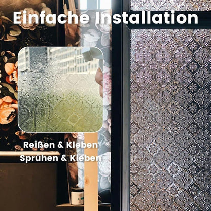 3D Window Film Self-Adhesive Privacy UV Heat Protection Decorative Reusable for Bathroom Home and Glass, 45cmx3m