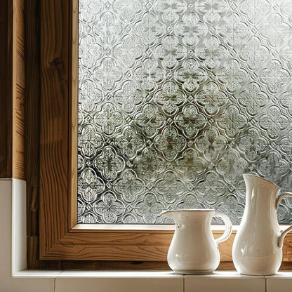3D Window Film Self-Adhesive Privacy UV Heat Protection Decorative Reusable for Bathroom Home, Compatible with Glass, 60cmx5m