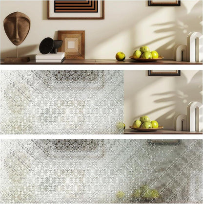 3D Window Film Self-Adhesive Privacy UV Heat Protection Decorative Reusable for Bathroom Home, Compatible with Glass, 60cmx5m