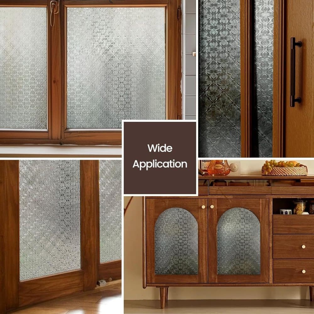 3D Window Film Self-Adhesive Privacy UV Heat Protection Decorative Reusable for Bathroom Home, Compatible with Glass, 60cmx5m