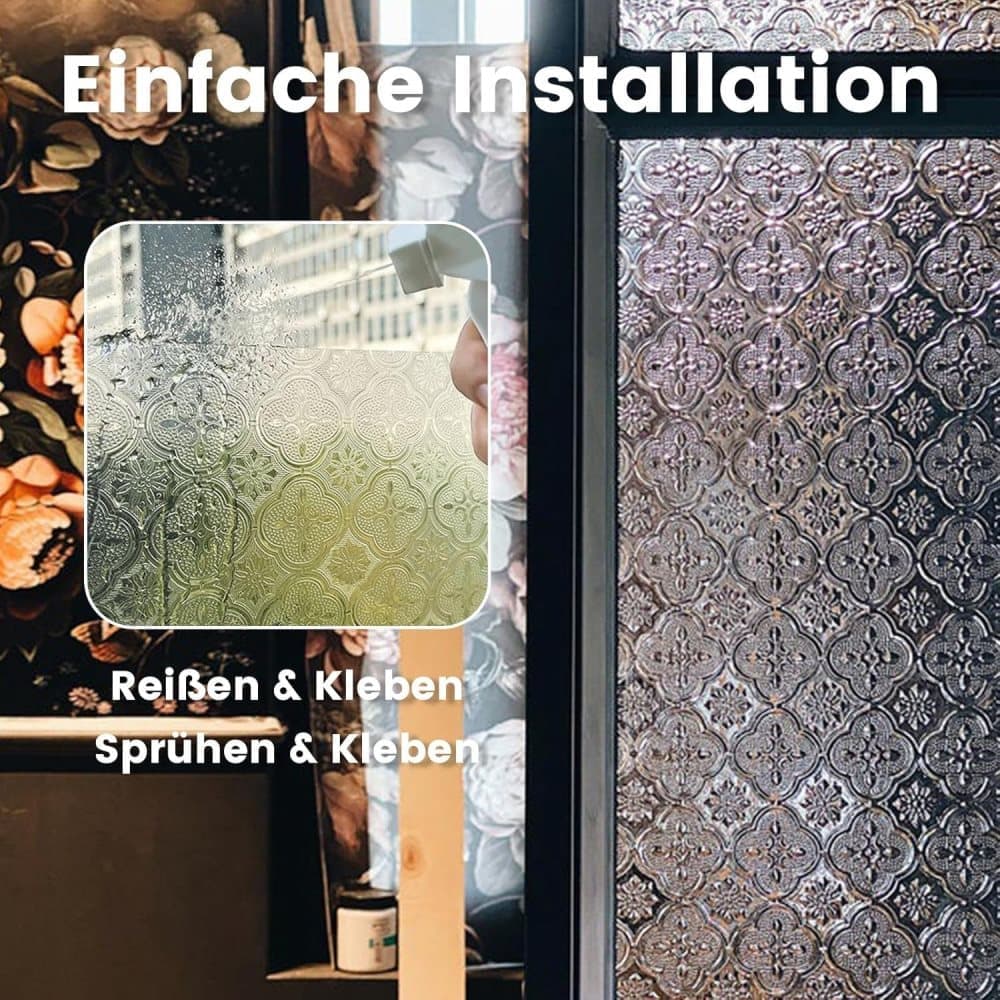 3D Window Film Self-Adhesive Privacy UV Heat Protection Decorative Reusable for Bathroom Home, Compatible with Glass, 60cmx5m
