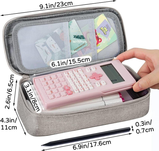 1 Pack Large Capacity Pencil Case, Multifunctional Lightweight Durable Organizer for Students and Office, Gray