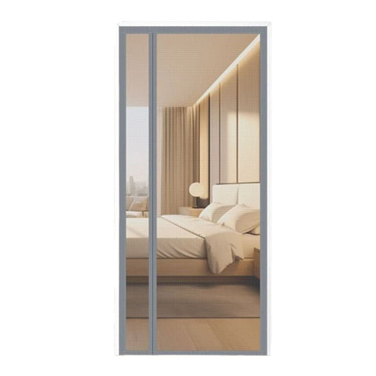 1 Magnetic Mosquito Net Door Self-Adhesive Side Opening Curtain Removable Durable Insect Fly and Cat Proof, 90x210cm Gray