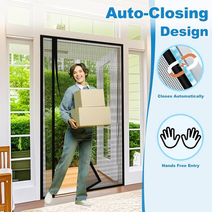 1pc Magnetic Mosquito Net Door Self-Adhesive Side Opening Curtain, Black, 110x220cm