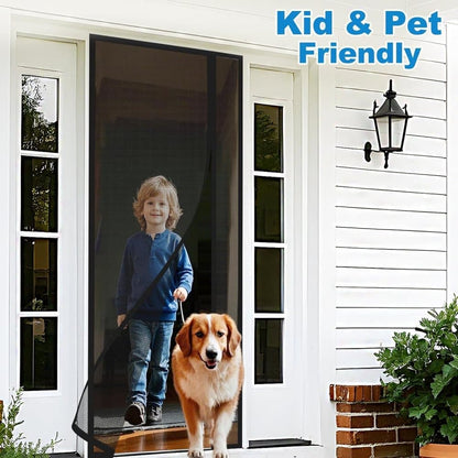 1pc Magnetic Mosquito Net Door Self-Adhesive Side Opening Curtain, Black, 110x220cm