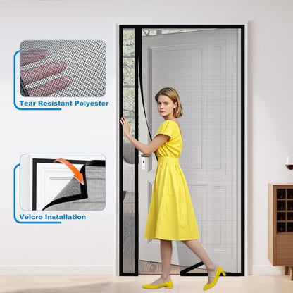 1pc Magnetic Mosquito Net Door Self-Adhesive Side Opening Curtain, Black, 110x220cm
