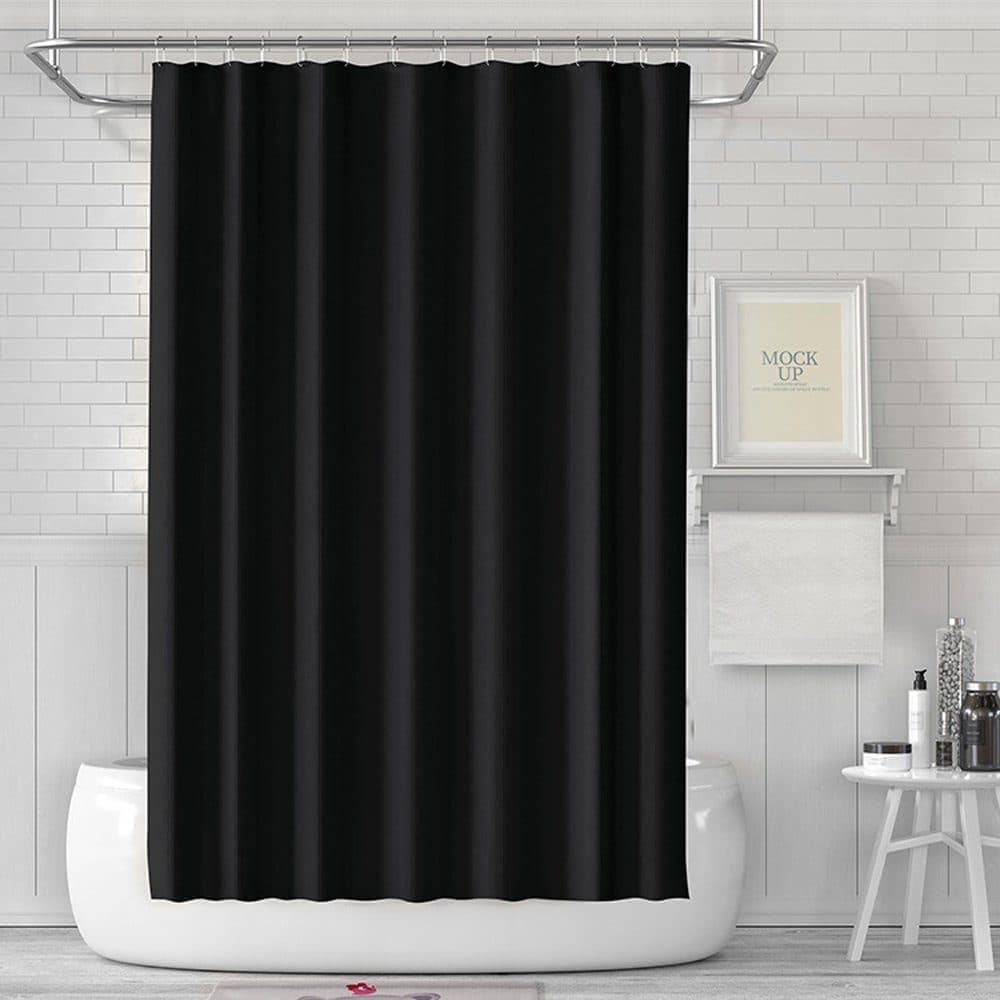 1 Reinforced PEVA Shower Curtain Waterproof Mildew Resistant Quick-Drying, 180x180cm, Black