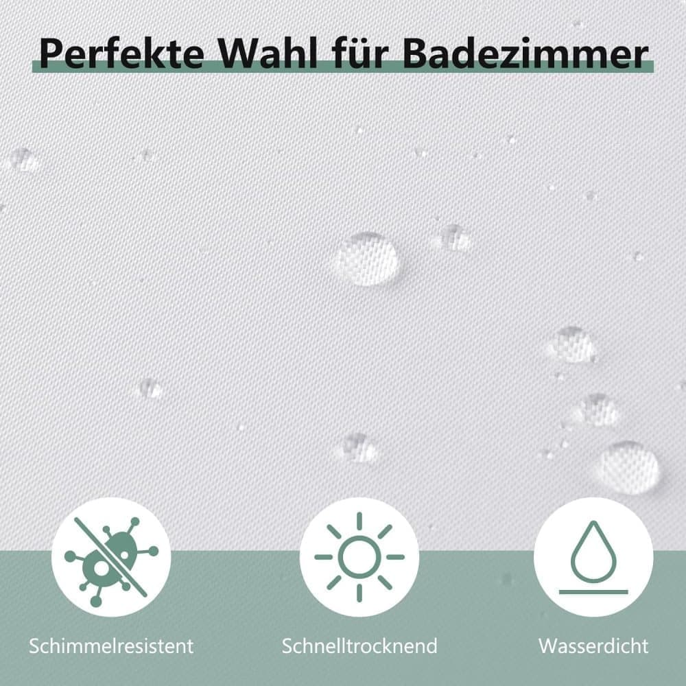 Waterproof mildew resistant PEVA shower curtain, compatible with standard shower rods, 180x180cm, Blue