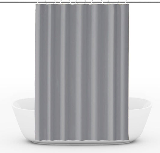 12 Hooks Reinforced PEVA Shower Curtain Waterproof Mildew Resistant Durable Quick-Drying, 72x72 inches, Gray