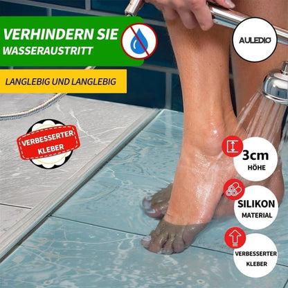 1M Flexible Silicone Shower Threshold Water Barrier to Prevent Splashes, 3 cm High, Transparent