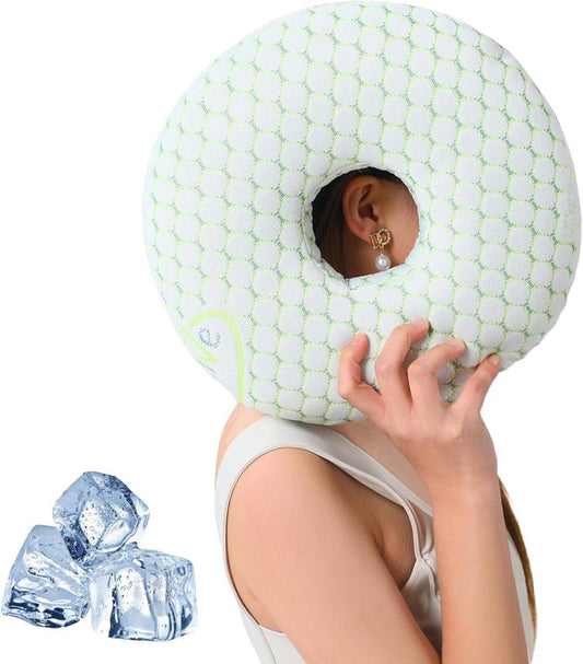 1 Orthopedic Pillow with Ear Holes for Side Sleeping, Super Microfiber Bamboo Fiber, Green.