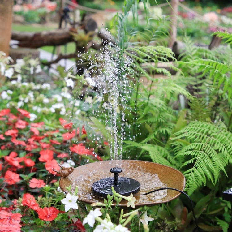5W Solar Fountain Pump with 6 Nozzles, Floating Bird Bath, Solar Powered Garden Water Pump