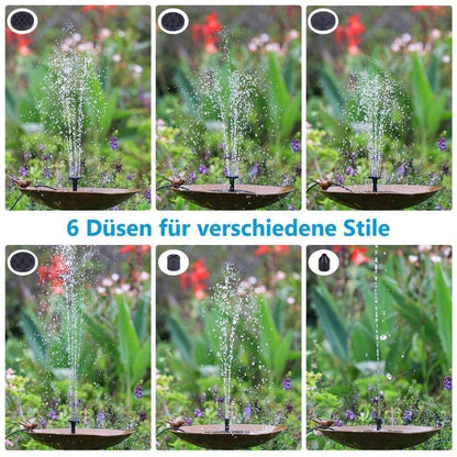 5W Solar Fountain Pump with 6 Nozzles, Floating Bird Bath, Solar Powered Garden Water Pump