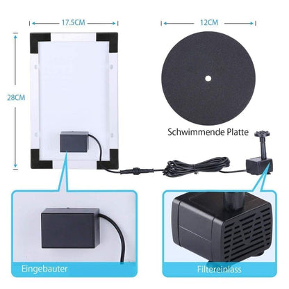 5W Solar Fountain Pump with 6 Nozzles, Floating Bird Bath, Solar Powered Garden Water Pump