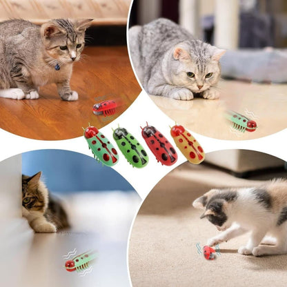 4-Piece Interactive Pet Toy for Cats and Dogs, Mini Beetle Electric Toy, Compatible with Small Pets, 4 Inches