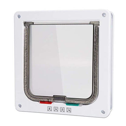 4-Way Locking Cat Flap for Small Dogs and Cats, Easy Installation, Brown, L