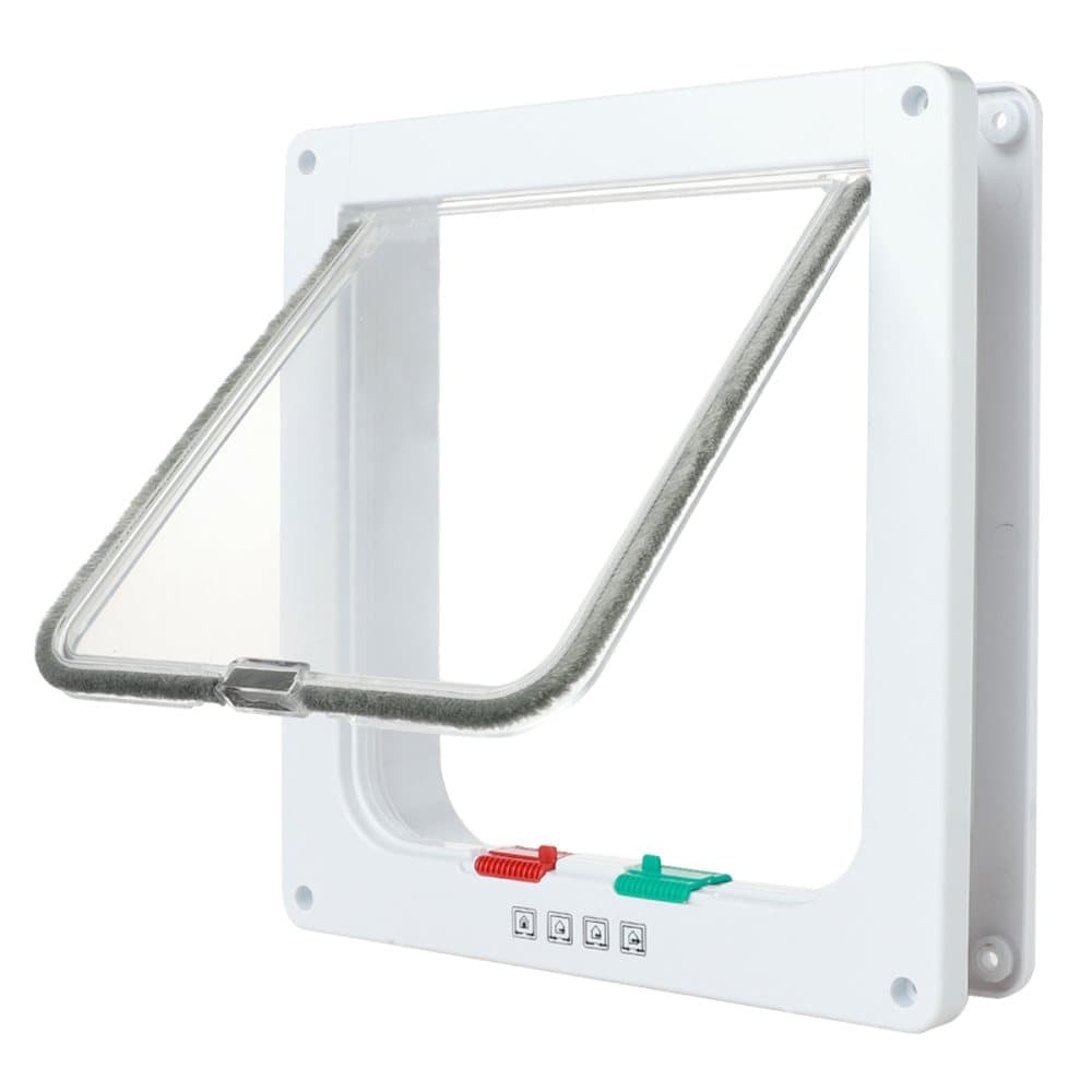 4-Way Locking Cat Flap for Small Dogs and Cats, Easy Installation, Brown, L