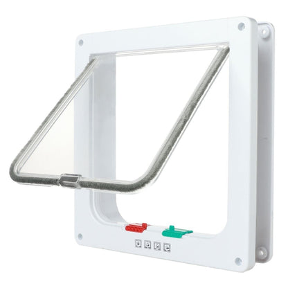 4-Way Locking Cat Flap for Small Dogs and Cats, Easy Installation, Brown, L
