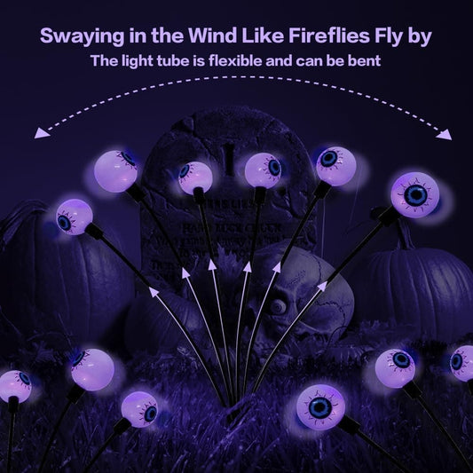 1-Pack Solar Powered Halloween Eye Lights for Garden and Patio Decoration, Waterproof, Purple, 1/4