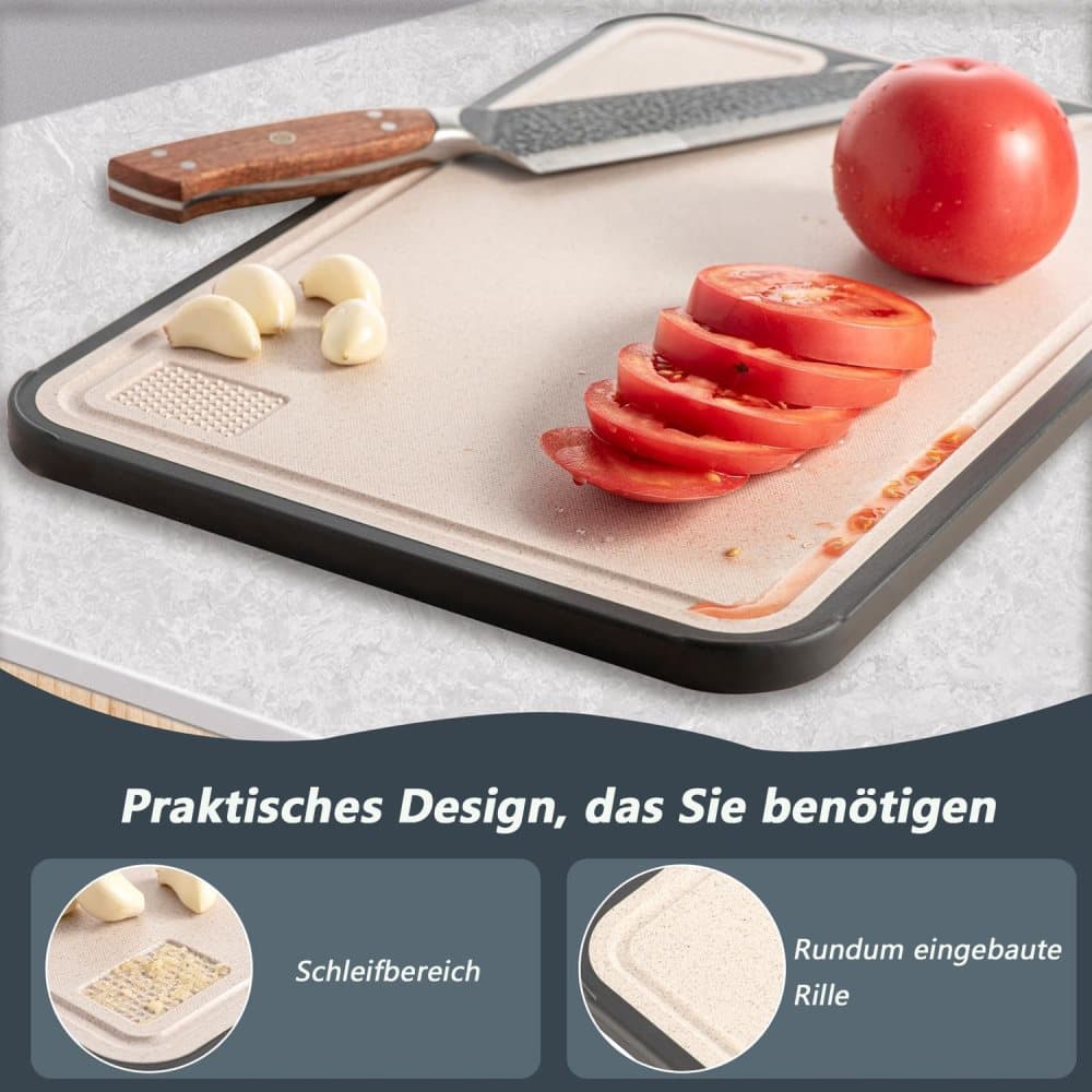 Reversible Cutting Board Titanium PP or Stainless Steel PP, Food Grade Non-Slip Durable Multifunctional, SZ1