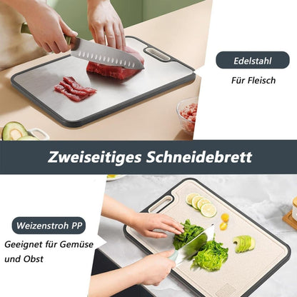 Reversible Cutting Board Titanium PP or Stainless Steel PP, Food Grade Non-Slip Durable Multifunctional, SZ1