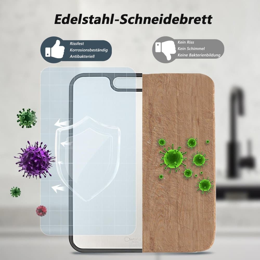 Reversible Cutting Board Titanium PP or Stainless Steel PP, Food Grade Non-Slip Durable Multifunctional, SZ1