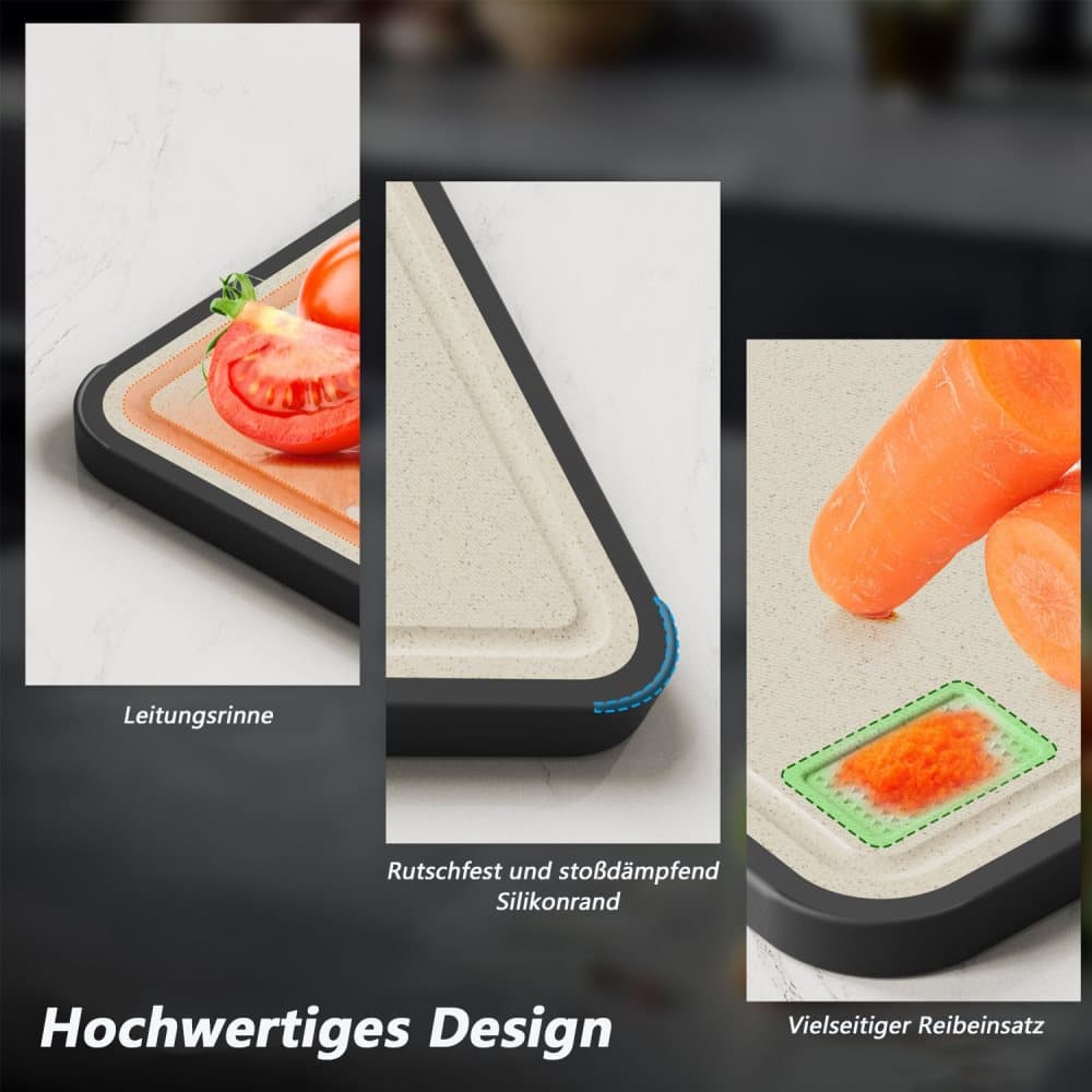 Reversible Cutting Board Titanium PP or Stainless Steel PP, Food Grade Non-Slip Durable Multifunctional, SZ1