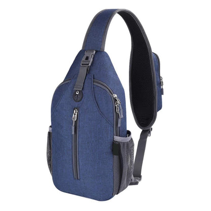 Multifunctional Shoulder Crossbody Chest Backpack with Headphone Jack, Unisex for Hiking Traveling Climbing, Dark Blue