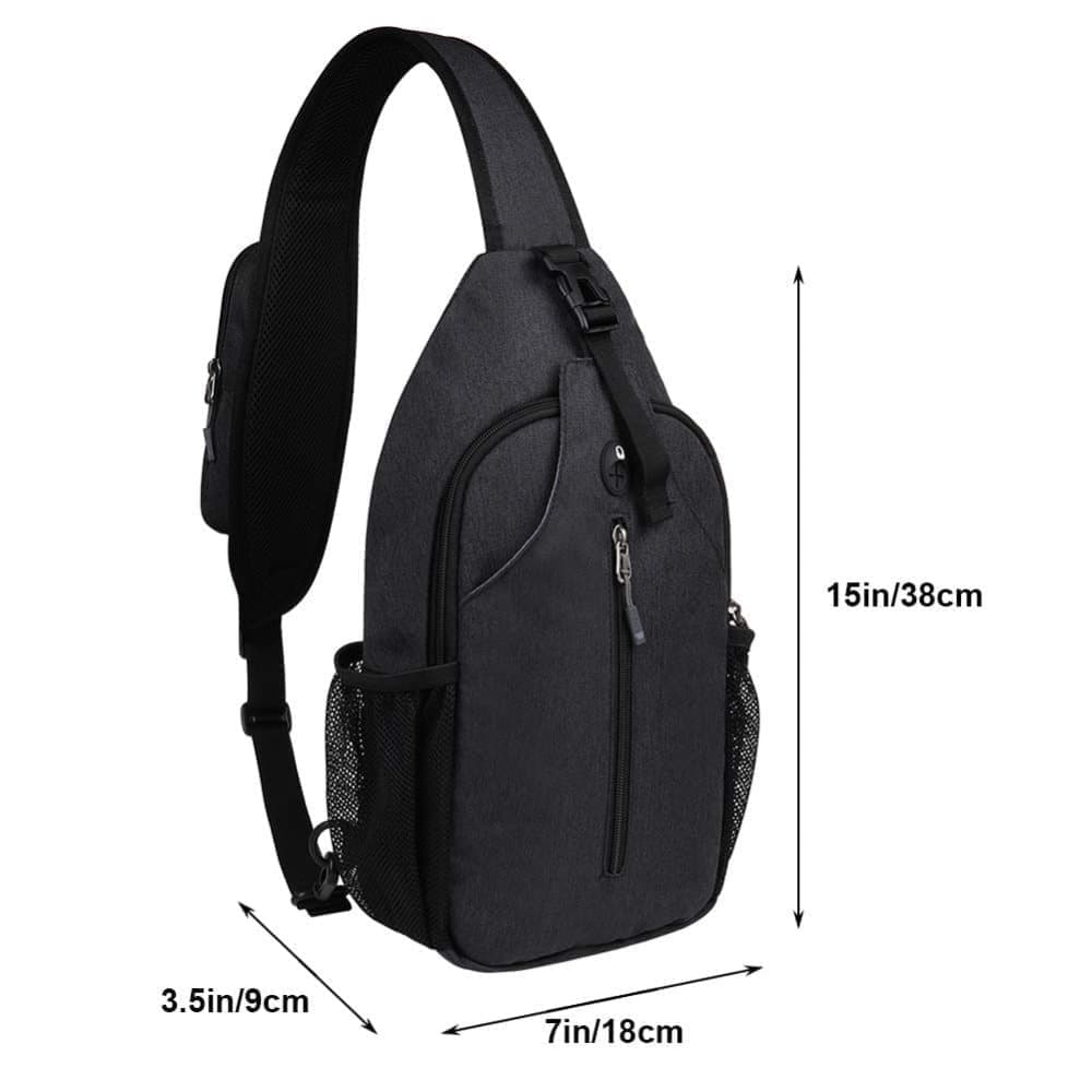 Multifunctional Shoulder Bag Crossbody Chest Backpack with Headphone Jack, Unisex for Hiking Travel Climbing, Yellow