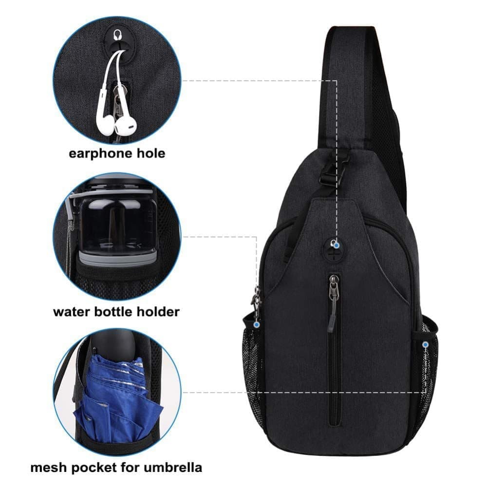 Multifunctional Shoulder Bag Crossbody Chest Backpack with Headphone Jack, Unisex for Hiking Travel Climbing, Yellow