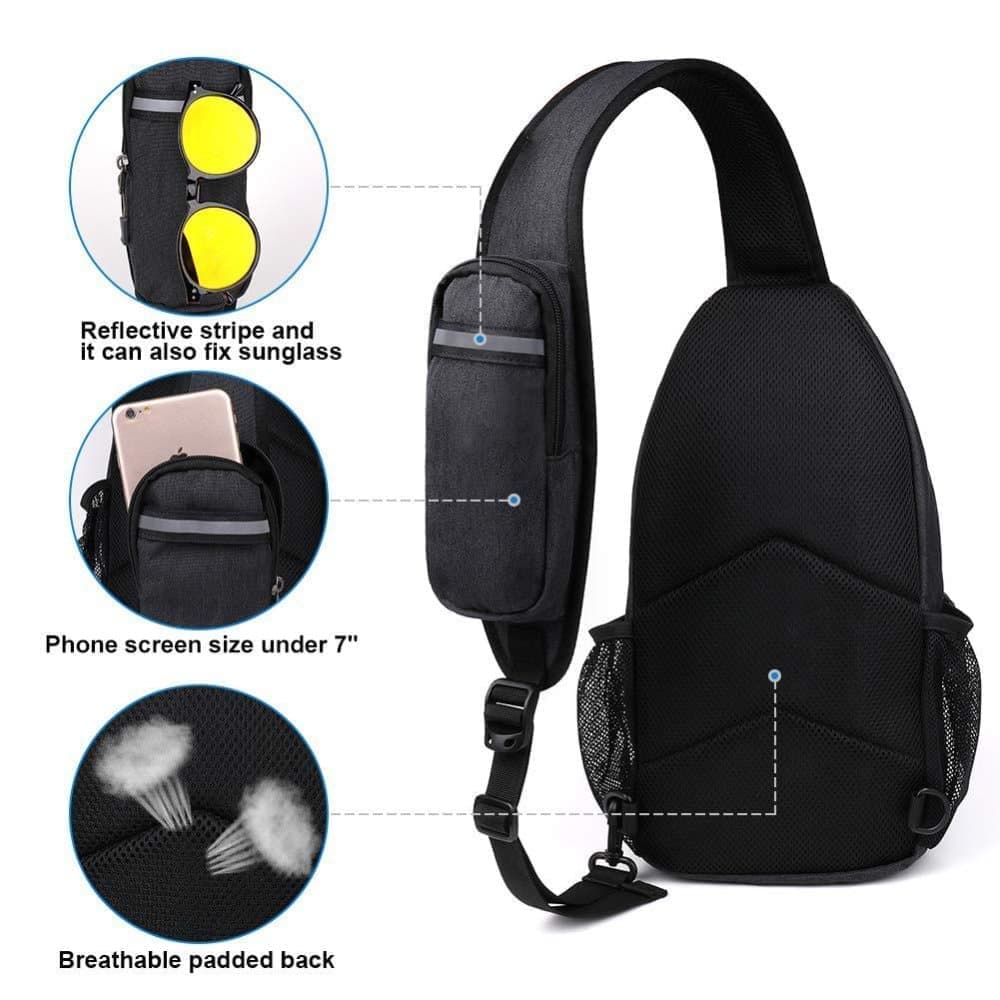 Multifunctional Shoulder Bag Crossbody Chest Backpack with Headphone Jack, Unisex for Hiking Travel Climbing, Yellow