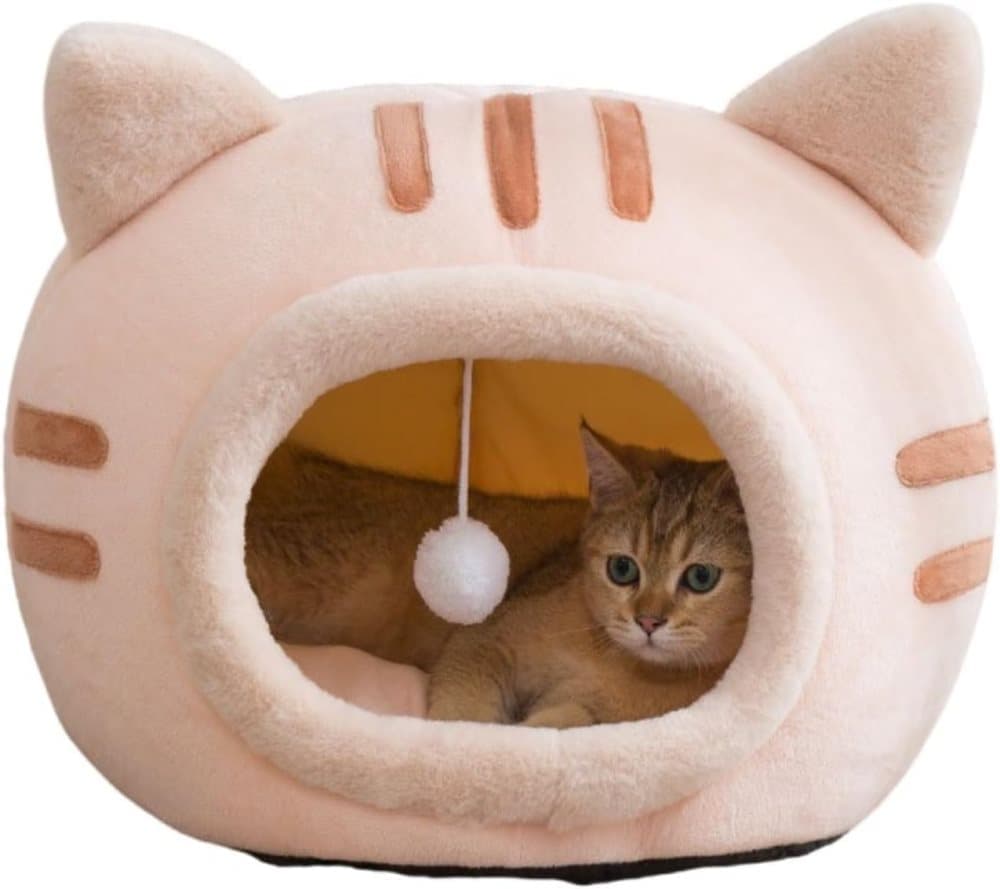 Fluffy Dog Bed Cat Bed Winter Pet House Anti-Slip, Large, Pink