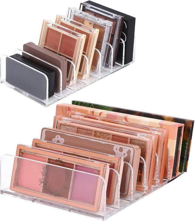 2-Pack Acrylic Makeup Organizer with 7 Compartments for Eyeshadow, 17Ã12.5Ã4cm, Perfect for Vanity and Dressing Tables. Hover Image