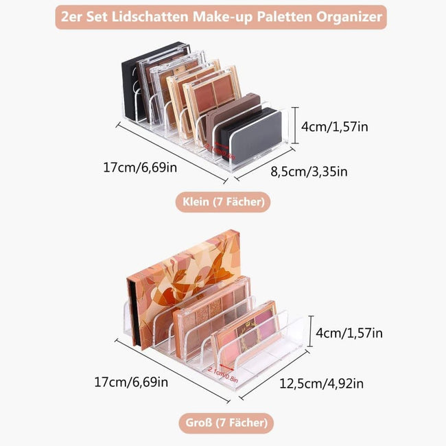 2-Pack Acrylic Makeup Organizer with 7 Compartments for Eyeshadow, 17Ã12.5Ã4cm, Perfect for Vanity and Dressing Tables Main Image