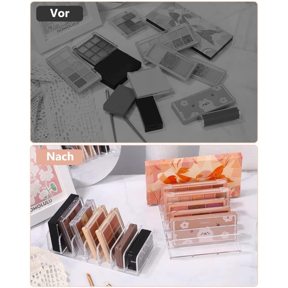 2-Pack Acrylic Makeup Organizer with 7 Compartments for Eyeshadow, 17Ã12.5Ã4cm, Perfect for Vanity and Dressing Tables.