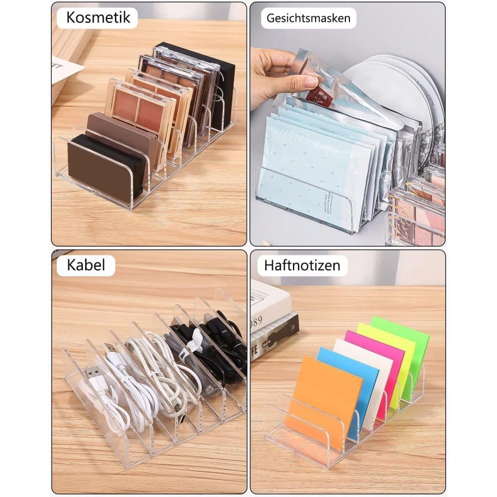 2-Pack Acrylic Makeup Organizer with 7 Compartments for Eyeshadow, 17Ã12.5Ã4cm, Perfect for Vanity and Dressing Tables.