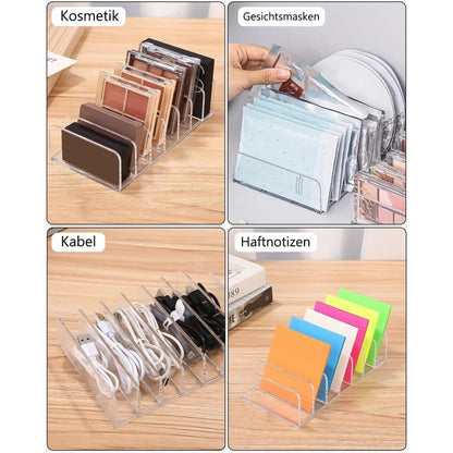 2-Pack Acrylic Makeup Organizer with 7 Compartments for Eyeshadow, 17Ã12.5Ã4cm, Perfect for Vanity and Dressing Tables.