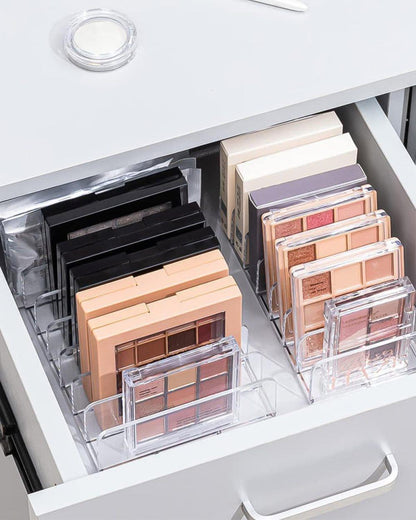 2-Pack Acrylic Makeup Organizer with 7 Compartments for Eyeshadow, 17Ã12.5Ã4cm, Perfect for Vanity and Dressing Tables.