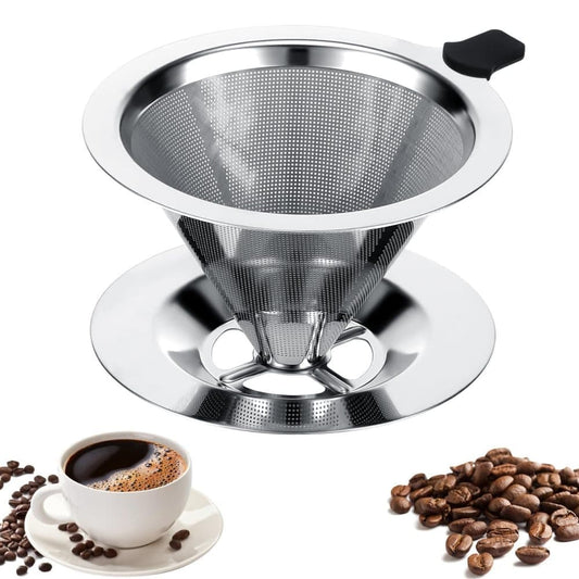 Stainless steel reusable coffee filter, easy to clean and durable, environmentally friendly for brewed coffee, 11.5CM