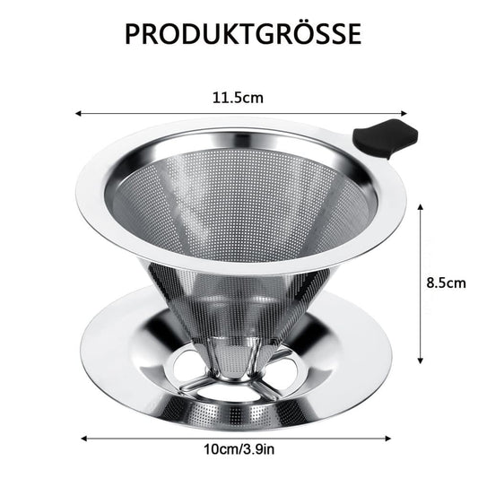Stainless steel reusable coffee filter, easy to clean and durable, environmentally friendly for brewed coffee, 11.5CM