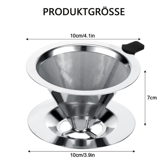 Stainless steel reusable coffee filter, easy to clean and durable, environmentally friendly permanent filter for brewed coffee, 12CM
